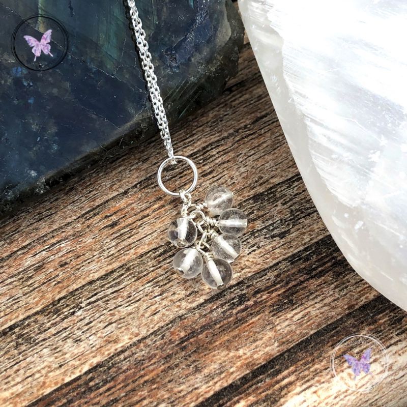 Clear Quartz Cluster April Birthstone Necklace